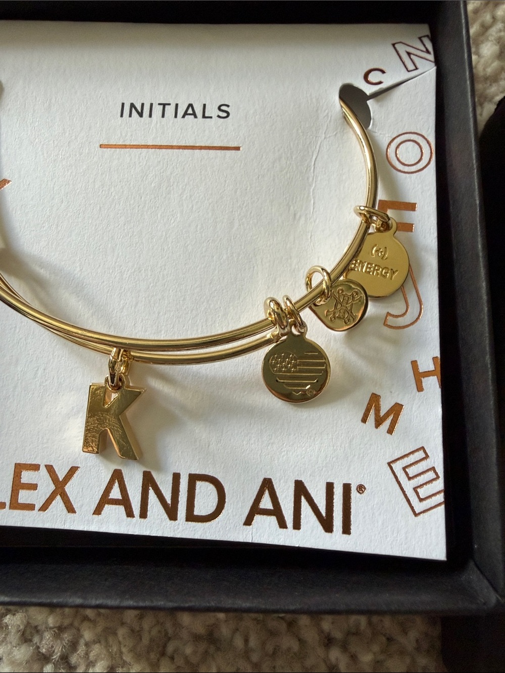 Alex and Ani Gold Initial K Bangle expandable Bracelet - Picture 2 of 4